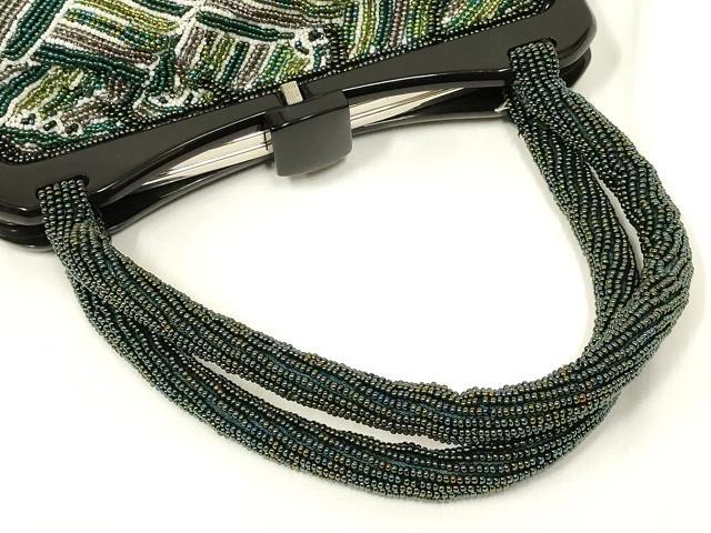 平和屋着物●和装小物 和装バッグ ハンドバッグ ビーズバッグ 立波文 逸品 AABL7053ay