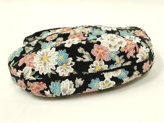 平和屋着物●和装小物 和装バッグ ハンドバッグ ビーズバッグ 花柄 逸品 AABL7065ay