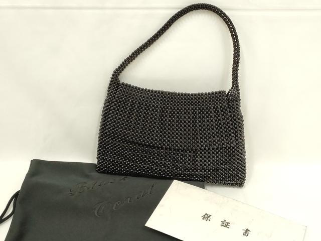 平和屋着物●和装小物 和装バッグ ハンドバッグ 黒珊瑚 ブラックコーラル 保証書・保管袋付き 逸品 AABL7070ay