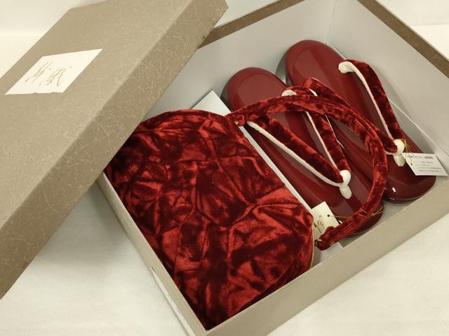 平和屋着物●和装小物 和装バッグ・草履セット 紗織 ハンドバッグ ベルベット 逸品 未使用 AABL7075ay
