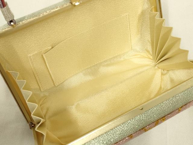 平和屋着物●和装小物 和装バッグ・草履セット 紗織 ハンドバッグ 花柄 金銀糸 帯地使用 Lサイズ 逸品 AABL7076ay