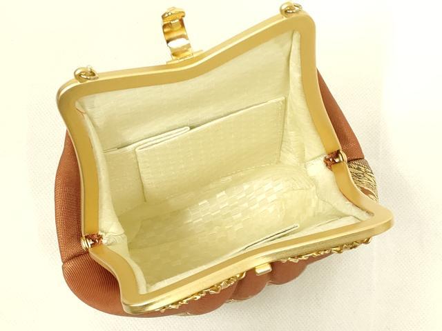 平和屋着物●和装小物 和装バッグ・草履セット ハンドバッグ チェーンバッグ ラインストーン 金糸 逸品 未使用 AABL7080ay