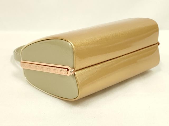 平和屋着物●和装小物 和装バッグ・草履セット ハンドバッグ エナメル 霞芝文 逸品 AABL7082ay