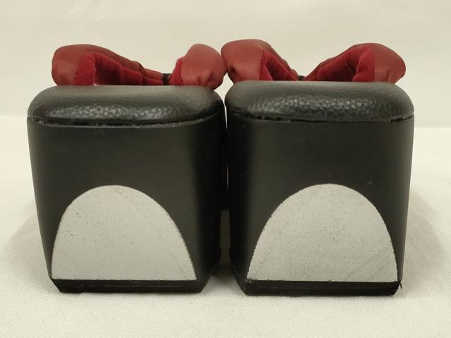 平和屋着物●和装小物 高下駄 黒×赤 逸品 未使用 AABL7101ay