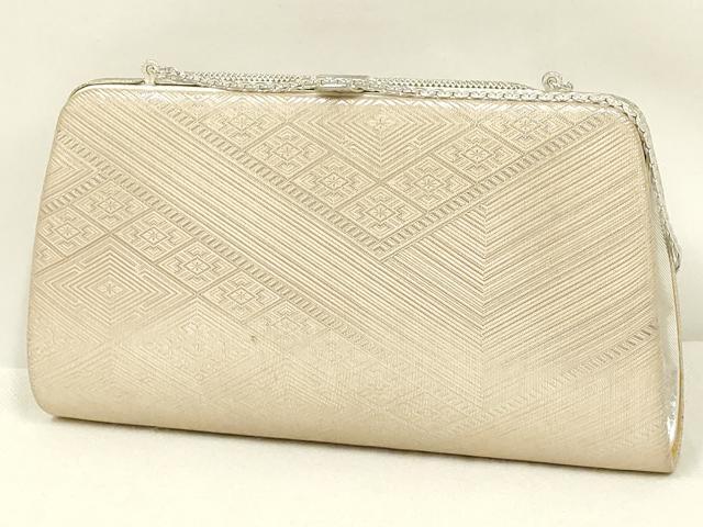 平和屋着物▼和装小物 和装バッグ・草履セット ハンドバッグ クラッチバッグ 菱繋ぎ 銀糸 逸品 AABL7112ay