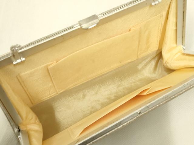 平和屋着物▼和装小物 和装バッグ・草履セット ハンドバッグ クラッチバッグ 菱繋ぎ 銀糸 逸品 AABL7112ay