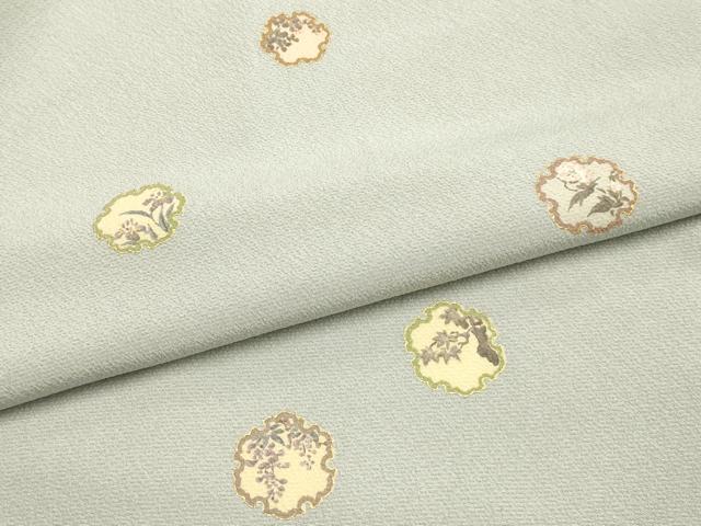 平和屋着物●極上 創業460年・千總 付下げ 解き反物 着尺 雪輪花文 金彩 共八掛付き 正絹 逸品 AABL7129ay