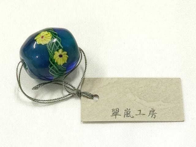 平和屋本店▼和装小物 翠嵐工房 帯留め 蜻蛉玉 逸品 未使用 AABL7140ay