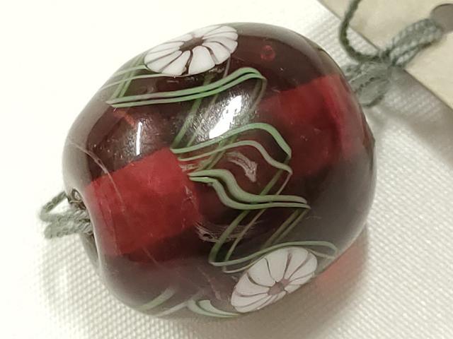 平和屋本店▼和装小物 翠嵐工房 帯留め 蜻蛉玉 逸品 未使用 AABL7143ay