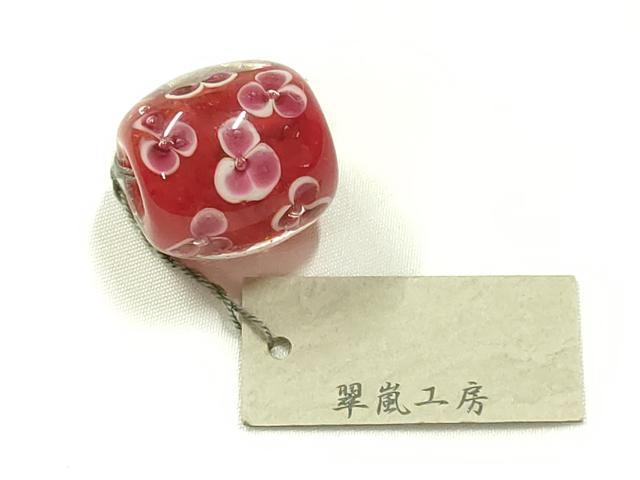 平和屋本店▼和装小物 翠嵐工房 帯留め 蜻蛉玉 逸品 未使用 AABL7151ay
