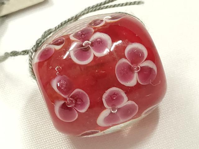平和屋本店▼和装小物 翠嵐工房 帯留め 蜻蛉玉 逸品 未使用 AABL7151ay