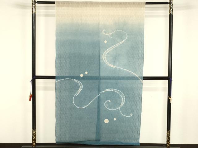 平和屋着物●和装小物 暖簾 のれん 絞り 蔦唐草 暈し染め 麻 AABL7163ay