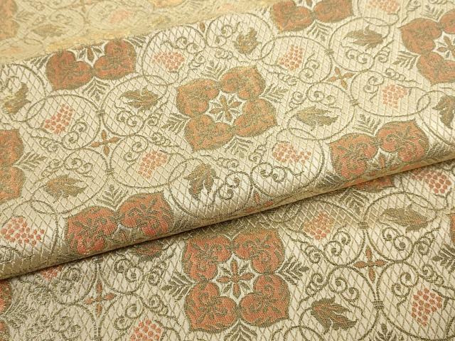平和屋着物●西陣 川島織物 和装小物 テーブルセンター 卓布 葡萄唐草 金糸 木箱・証紙付き 逸品 AABL7168ay