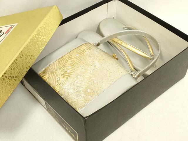 平和屋着物▼和装小物 和装バッグ・草履セット 金鷲本舗 東京謹製 キンワシ印 ハンドバッグ 金彩 逸品 AABL7175ay