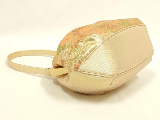 平和屋着物▼和装小物 和装バッグ・草履セット 心斎橋 てんぐ 佐賀錦 ハンドバッグ 花柄 金糸 帯地使用 逸品 AABL7177ay