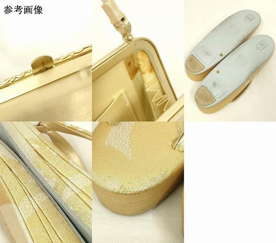平和屋着物▼和装小物 和装バッグ・草履セット 神田胡蝶 ハンドバッグ 束ね熨斗文 金糸 帯地使用 逸品 AABL7184ay