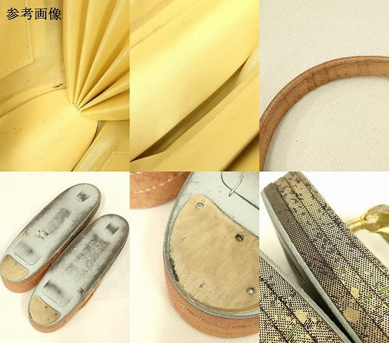 平和屋着物▼和装小物 和装バッグ・草履セット ハンドバッグ 花柄 金糸 帯地使用 逸品 AABL7188ay