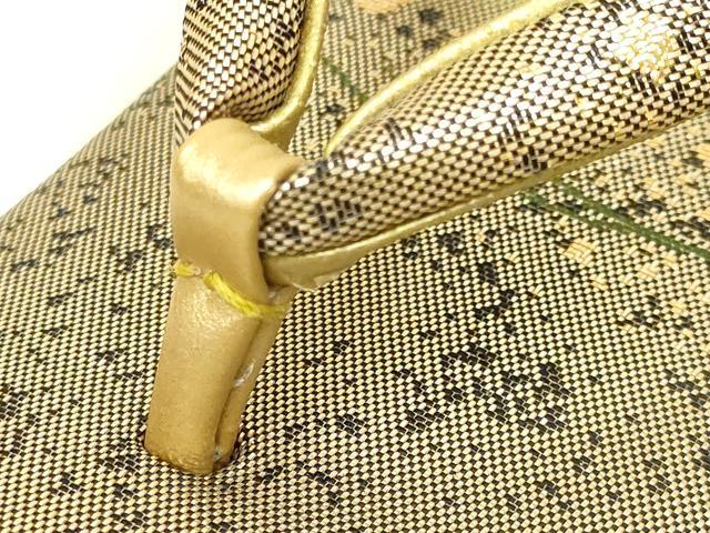 平和屋着物▼和装小物 和装バッグ・草履セット ハンドバッグ 花柄 金糸 帯地使用 逸品 AABL7188ay