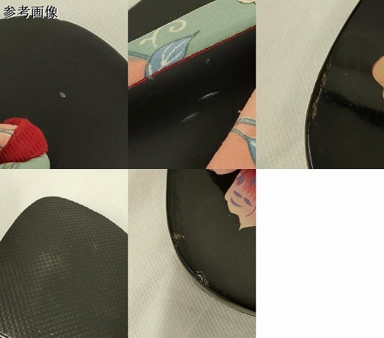 平和屋着物▼和装小物 下駄2点セット 鼻緒:花柄 更紗 舞蝶 逸品 未使用 AABL7197ay