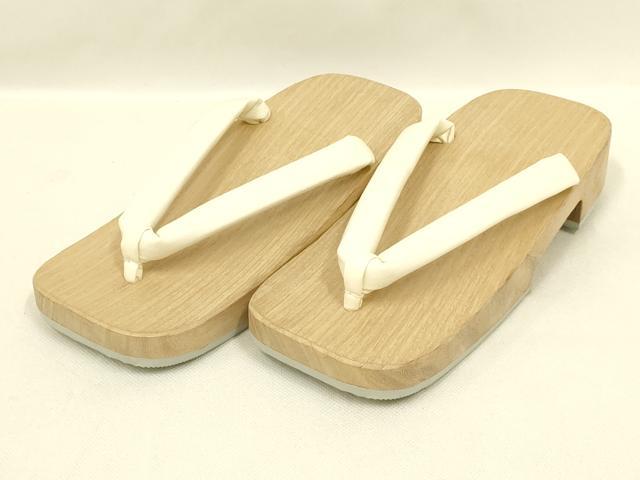 平和屋着物▼男性 和装小物 下駄 会津桐 鼻緒:白 逸品 AABL7198ay