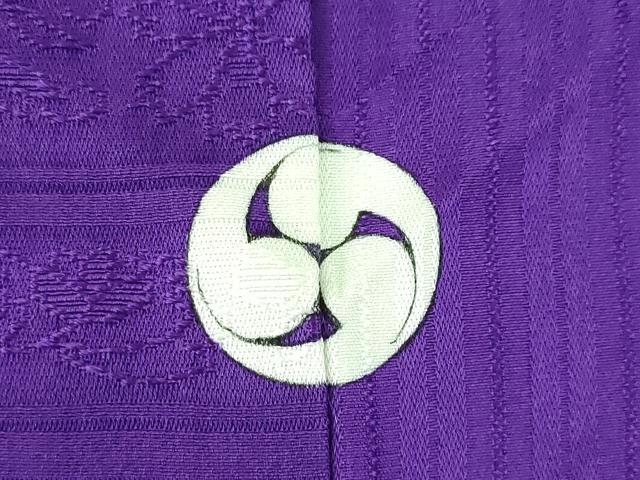 平和屋着物●上質な色無地 雲取り花地紋 本紫色 正絹 逸品 AABL7225ck
