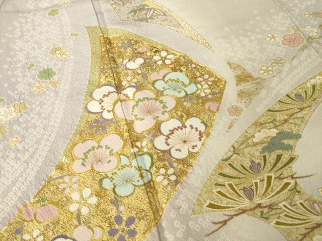 平和屋着物●訪問着 駒刺繍 松竹梅 金彩 正絹 逸品 AABL7229ck