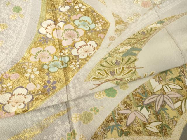 平和屋着物●訪問着 駒刺繍 松竹梅 金彩 正絹 逸品 AABL7229ck