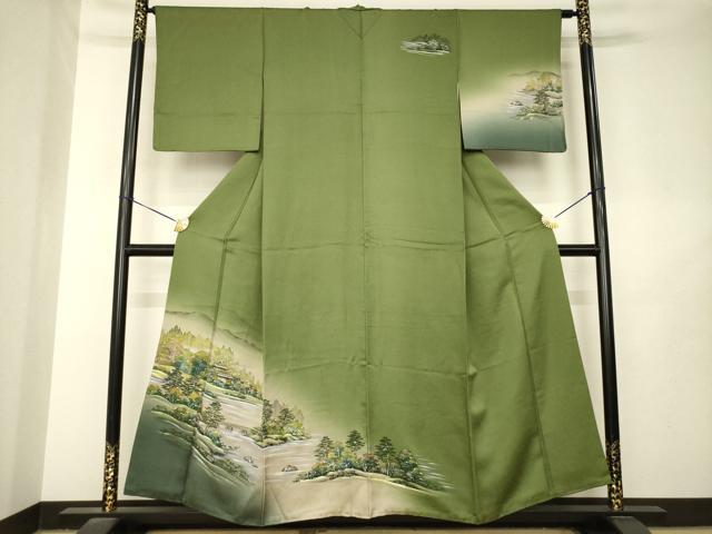 平和屋着物●訪問着 作家物 手描き 風景文 暈し染め 正絹 逸品 AABL7231ck
