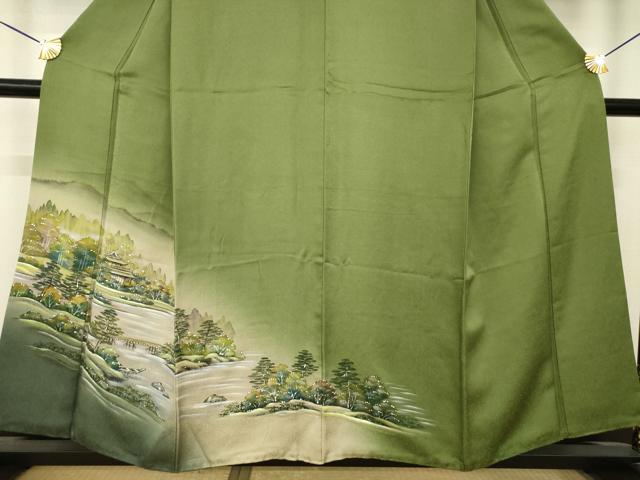 平和屋着物●訪問着 作家物 手描き 風景文 暈し染め 正絹 逸品 AABL7231ck