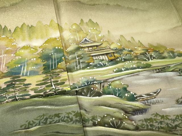 平和屋着物●訪問着 作家物 手描き 風景文 暈し染め 正絹 逸品 AABL7231ck