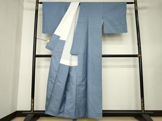 平和屋着物●本加賀友禅作家 成竹登茂男監修 白山紬 色無地 紺鼠色 正絹 逸品 AABL7244ck