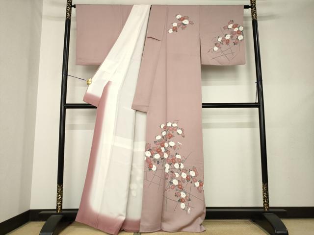 平和屋着物●訪問着 友禅 草花文 正絹 逸品 AABL7253ck