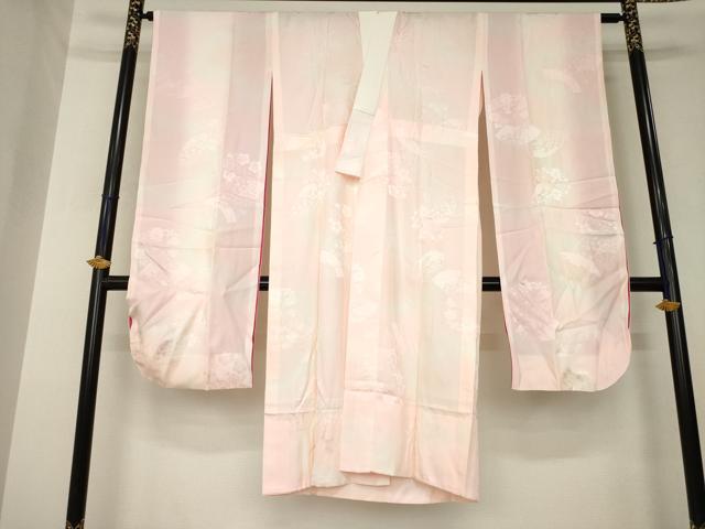 平和屋着物●振袖用長襦袢 無双仕立て 扇面花地紋 正絹 逸品 AABL7263ck