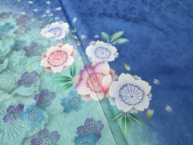 平和屋着物●豪華振袖 舞桜 暈し染め 金彩 正絹 逸品 AABL7265ck