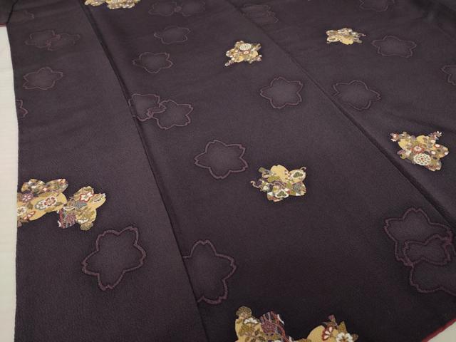 平和屋着物●上質な小紋 舞桜 鬼しぼ縮緬 正絹 逸品 AABL7266ck