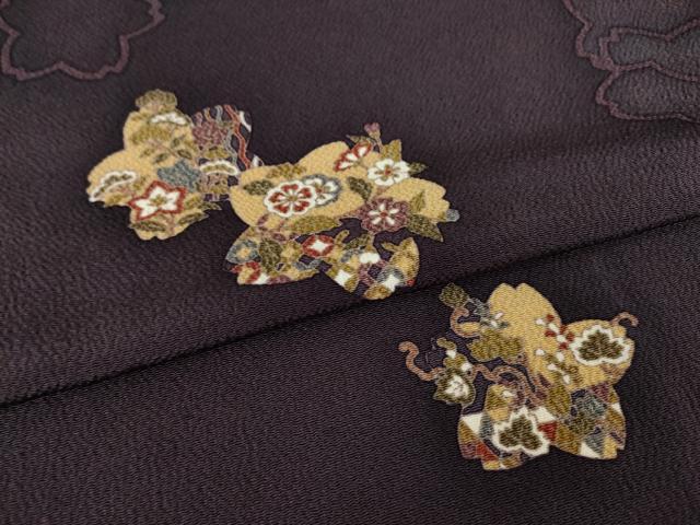 平和屋着物●上質な小紋 舞桜 鬼しぼ縮緬 正絹 逸品 AABL7266ck