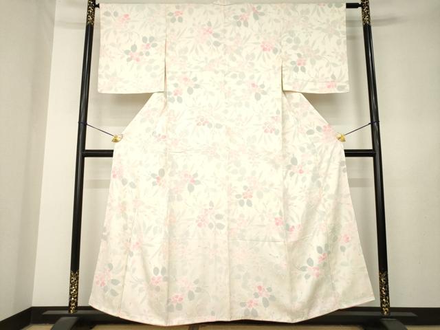 平和屋着物●上質な小紋 絞り 地紋起こし 草花文 正絹 逸品 AABL7268ck