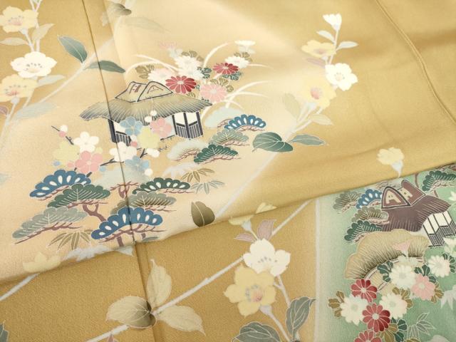 平和屋着物●訪問着 友禅 作家物 風景花文 暈し染め 正絹 逸品 未使用 AABL7275ck