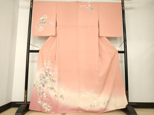 平和屋着物●訪問着 友禅 作家物 草花文 暈し染め 正絹 逸品 未使用 AABL7276ck