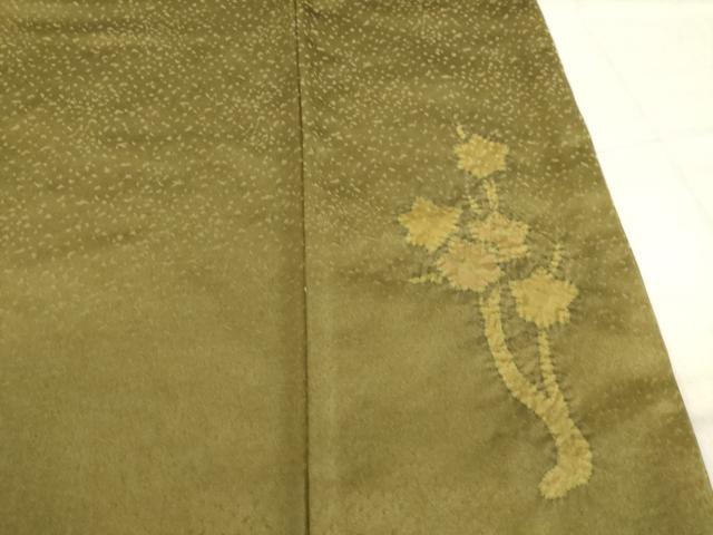 平和屋着物●訪問着 辻が花 絞り 短冊花文 金通し地 正絹 逸品 AABL7279ck