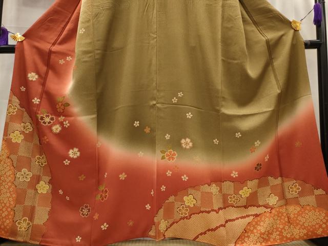 平和屋着物■訪問着 駒刺繍 舞花文 暈し染め 金彩 正絹 逸品 AABL7281br