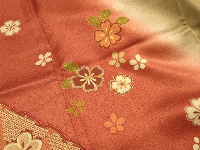 平和屋着物■訪問着 駒刺繍 舞花文 暈し染め 金彩 正絹 逸品 AABL7281br