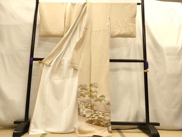 平和屋着物■豪華色留袖 駒刺繍 屏風風景松文 暈し染め 金彩 正絹 逸品 AABL7285br