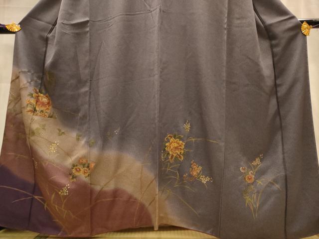平和屋着物■訪問着 手描き 葡萄 草花文 暈し染め 鈴乃屋扱い 正絹 逸品 AABL7287br