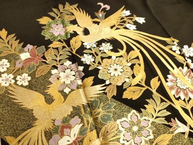 平和屋着物■豪華黒留袖 鳳凰花文 金彩 正絹 逸品 AABL7293br