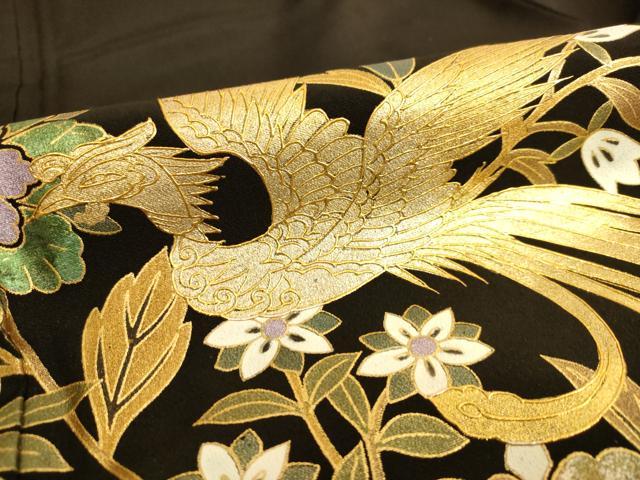 平和屋着物■豪華黒留袖 鳳凰花文 金彩 正絹 逸品 AABL7293br