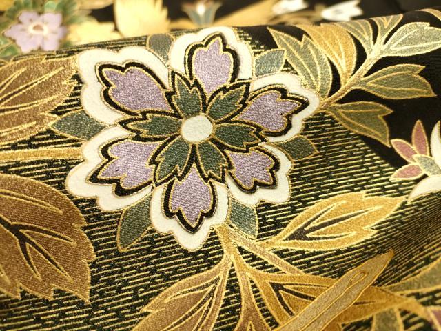 平和屋着物■豪華黒留袖 鳳凰花文 金彩 正絹 逸品 AABL7293br