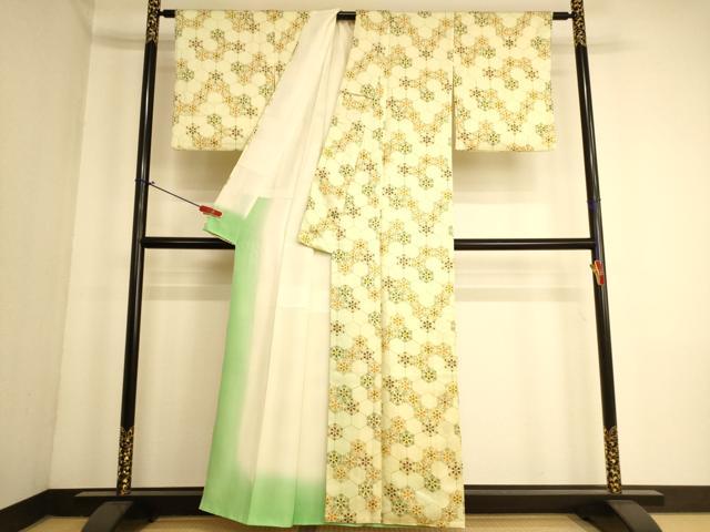 平和屋着物■上質な小紋 亀甲花文 正絹 逸品 AABL7298br