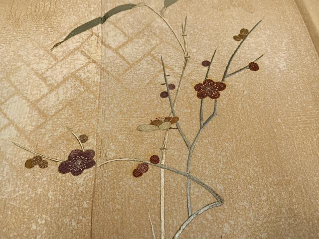 平和屋着物●豪華色留袖 刺繍 枝梅 暈し染め 銀糸 正絹 逸品 AABL7324ph
