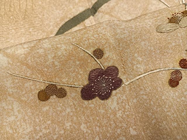 平和屋着物●豪華色留袖 刺繍 枝梅 暈し染め 銀糸 正絹 逸品 AABL7324ph